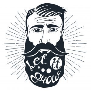 illustration of man with beard with the words let it grow
