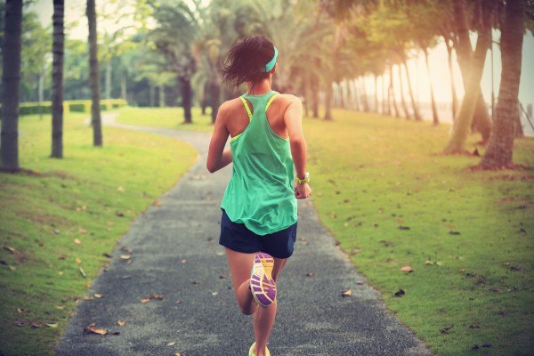 woman running on a path